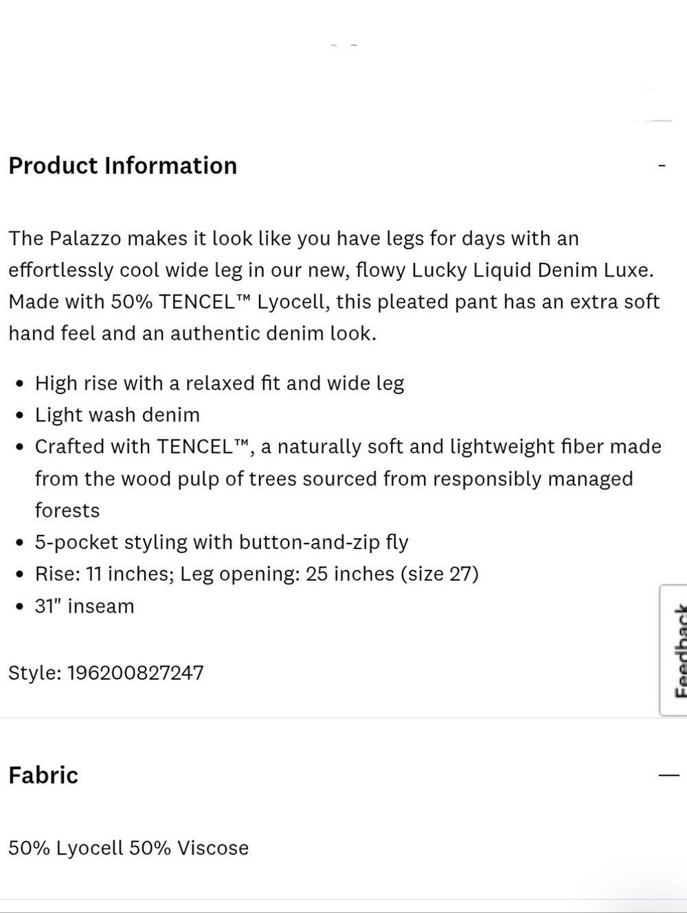 NWT Lucky Brand Tencel Lyocell Pleated Liquid Denim Luxe Palazzo Jeans Wide Leg - Picture 9 of 12